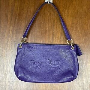 Authentic Coach Charlie Carriage Woman’s Purple Leather Handbag